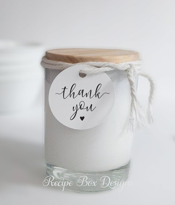 Printed Thank you tags, Gift Tags, Favor Tag, Personalized wedding favor tags, bridal, baby shower, Tags only - Candle NOT included