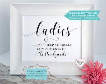 Rustic Wedding Bathroom Basket Sign Set (Digital Download)