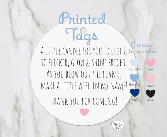 Baby Shower candle favor tags, Light the candle, baby prayer favor tags, A little candle for you to light, to flicker, glow & shine bright