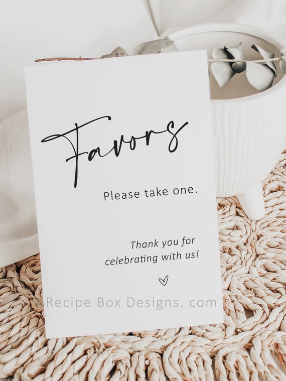 Printable Favors Sign, Favors please take one, Modern or Minimalist Signs, Wedding Bridal Shower Favor Sign, Instant Download wedding favor