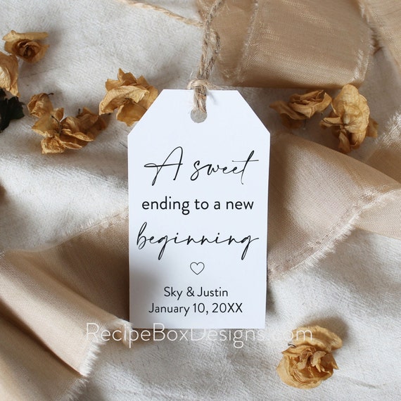 Printed Favor Tags, Sweet Ending to a New Beginning Printed Tags, Graduation, Wedding Favor Tags, Wedding Favor, Thank you tags, Kraft Tags