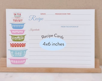 Recipe Card with Stacked Casseroles, Bridal Recipe Cards, Recipe Cards for family recipes Casserole 4x6