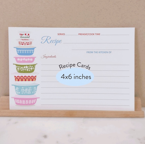 Recipe Card with Stacked Casseroles, Bridal Recipe Cards, Recipe Cards for family recipes Casserole 4x6