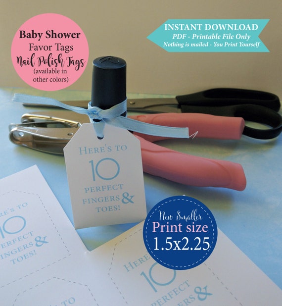 Printable Baby Shower Tags, Thank you tags Gender Reveal Favor Tags Baby Shower Tags Nail Polish Tags Baby Boy Baby Girl BOTH Blue Pink Tags
