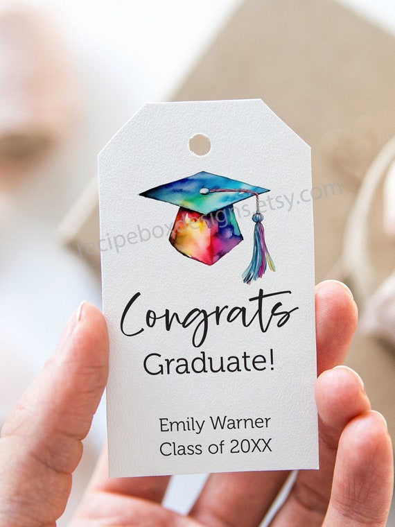 Printed Graduation Favor Tags 2024, Thank you Graduation Favor Tags 2024, Rainbow Graduation Cap, Graduation Favors for guests 2024, Rainbow