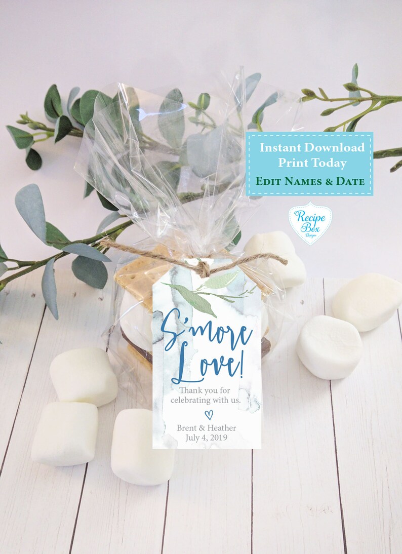 Smore Love Wedding Favor Template Printable Instant Download | Etsy