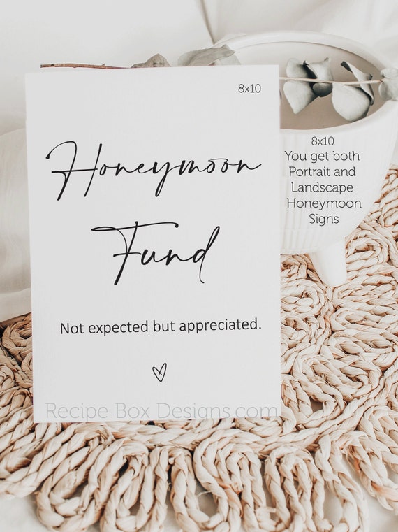 Printable Honeymoon Fund Sign, Wedding Sign for Honeymoon Fund, Modern Wedding Signs, minimalist, instant download, Printable