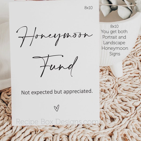 Printable Honeymoon Fund Sign, Wedding Sign for Honeymoon Fund, Modern Wedding Signs, minimalist, instant download, Printable