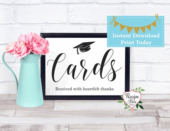 Graduation Party Decorations Sign, Cards Printable Signage, Instant Download Printable Download 5x7