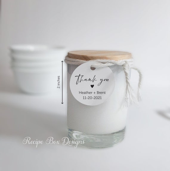 Printed Thank You Favor Tags, Round Circle Label Tag, Personalized Custom Favor Tag, wedding, bridal, baby shower tags -Candle NOT included
