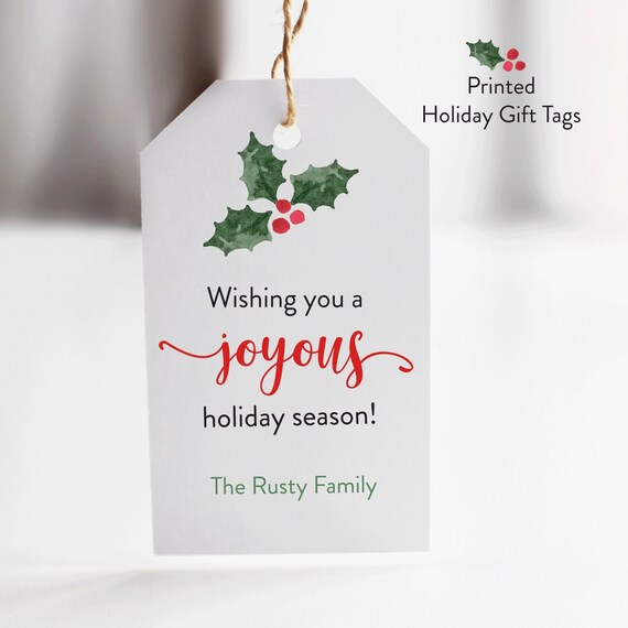 Happy Holidays Gift Tags, Wishing you a Joyous Holiday Season gift tag, Merry Christmas Happy Holidays gift tag, Joyous Tags