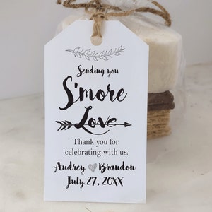 Smore Love Kits, S&#39;mores Party Favor Kits, Sending You Smore Love, S&#39;mores, Smore Love, Rustic Wedding Favor tag, Bags, Tags, Twine, No food