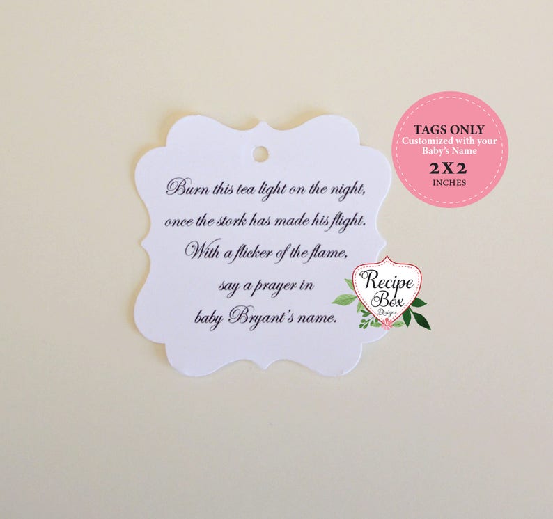 Baby Shower Tags For Favors Burn This Tea Light Say A Pray Etsy