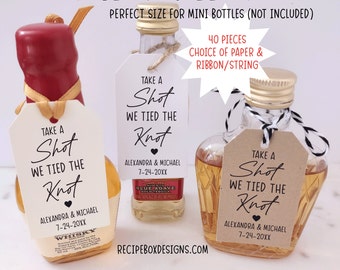 We Tied the Knot Take a Shot Wedding Favor Tags, Printed Wedding Favor Wedding Toast, Take a shot, tied the knot, Tags for bottle