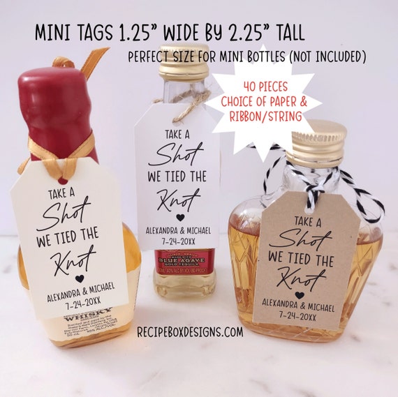 We Tied the Knot Take a Shot Wedding Favor Tags, Printed Wedding Favor Wedding Toast, Take a shot, tied the knot, Tags for bottle