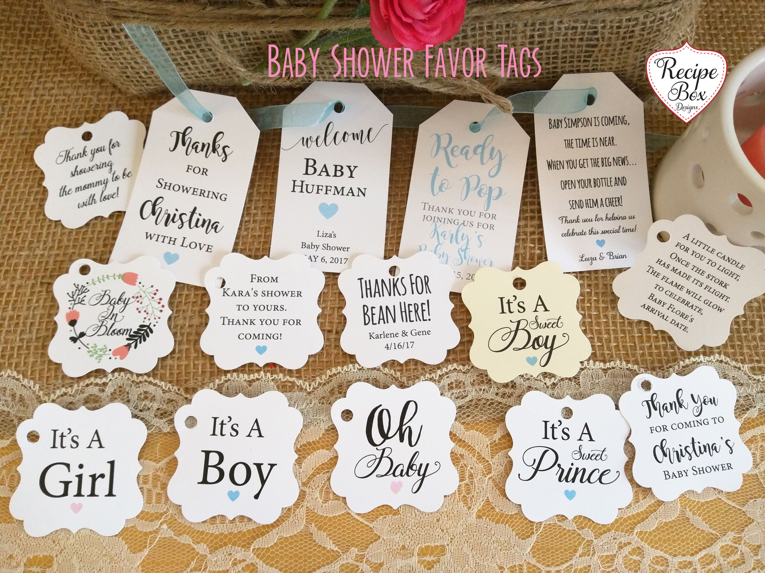 Personalized Baby Shower Favor Tags / Personalized Round Baby Shower