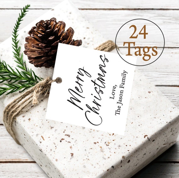 Merry Christmas Gift Tags, Gift Tags for Packages, Square Gift Tag, Holiday Gift Tag, Square 2.5x2.5" - Printed Tags