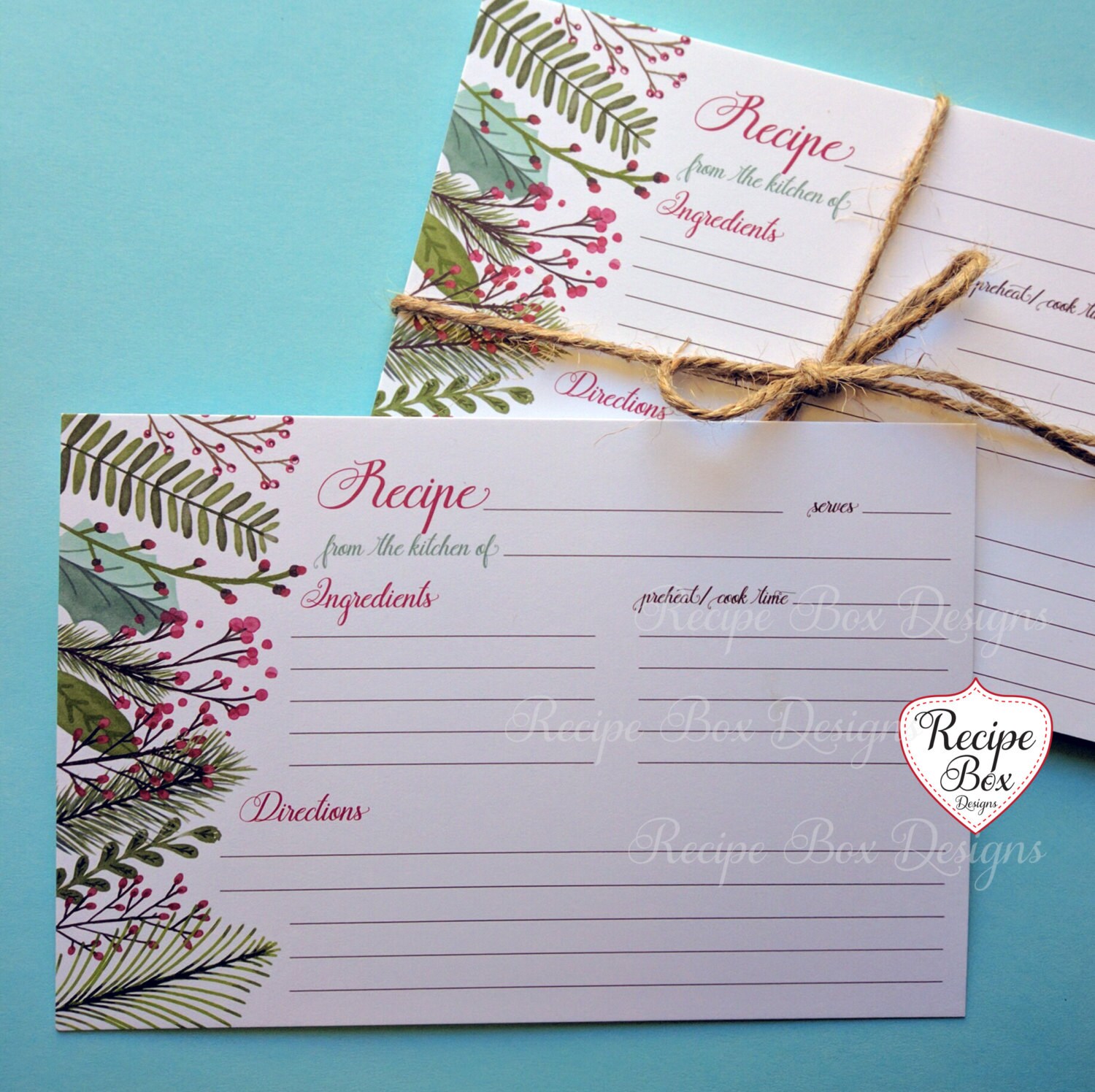 Christmas Recipe Cards, 4x6 printed Recipe Cards, Mom Gift, Kitchen