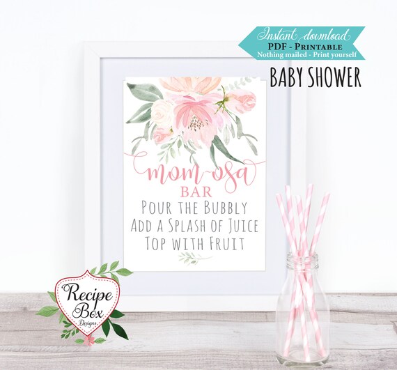 Baby Shower Mimosa Bar Sign, Mom-osa Bar Sign, Baby Shower Decor, Printable Baby Shower, Mimosa Sig,n Mimosa Bar Sign 8x10 Instant Download