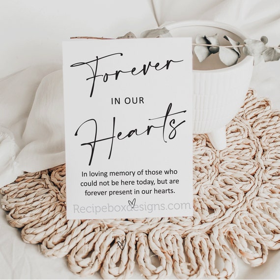 Forever In Our Hearts, Wedding Memorial, wedding sign, printable signs, instatnt download, modern minimalist printables, wedding signs