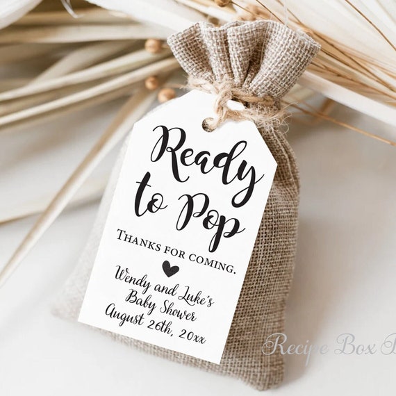 Ready to Pop, Printed Baby Shower Favor Tags, Popcorn Label Tags, Tags for Baby Shower, Ready to Pop, Favor Tags, Tags for favors