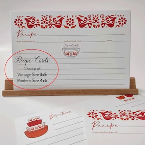Vintage Inspired Recipe Cards with Pyrex Friendship Pattern. Friendship bowl in the upper center.