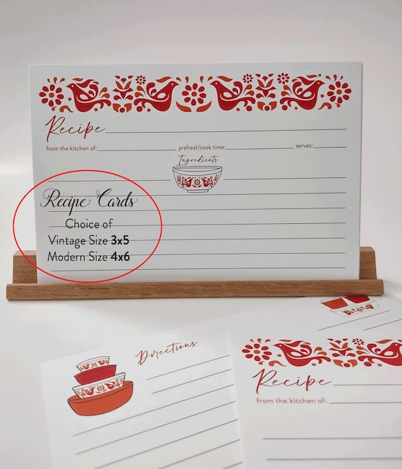 Recipe Cards, Vintage Pyrex Friendship Pattern  Recipe Cards 4x6  or 3x5, Housewarming Gift, Mothers Day Gift, Friendship Pattern