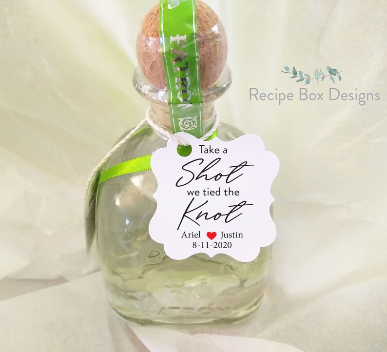 Take a shot, Wedding Favors Tags, Printed Tag, Personalized Tags, Mini Bottle Tags, personalized favor tag, take a shot we tied the knot 2x2 image 9