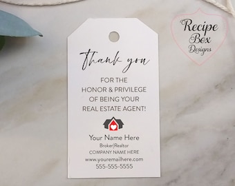 Real Estate Agent Thank You Tags: Personalized Business Card Size