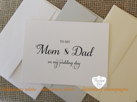 Wedding Day Cards, Thank you Cards, Wedding Card, To My Mom and Dad on my wedding day, Wedding Cards, Cards for Weddings