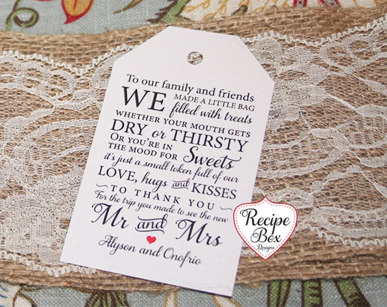 Personalized Wedding Welcome Bag Tags: Family & Friends Gift, Welcome Out Of Town Guests Tag image 5