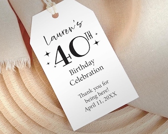 Personalized Milestone Birthday Favor Tags: Custom Celebration Thank You favors