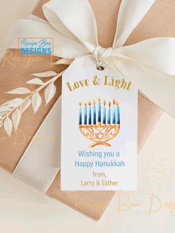 Love and Light Menorah Hanukkah Gift Tag, Hanukkah Hang Tags, Hanukkah Gift Tags, Hanukkah Holiday, Menorah Favor Tags for Hanukkah