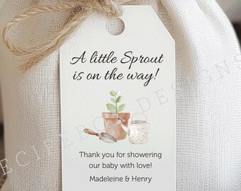 Little Sprout Baby Shower Favor Tags – Printed & Ready to Use (Garden Themed Baby Shower)