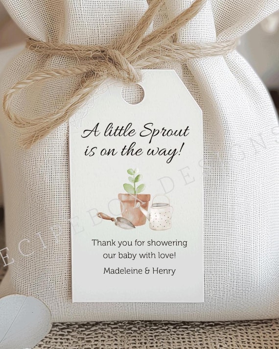 Little Sprout Baby Shower Favor Tags – Printed & Ready to Use (Garden Themed Baby Shower)