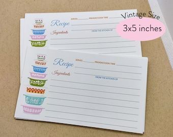 Recipe Cards, Pyrex Casserole Recipe Cards, 3x5 recipe cards, Recipe Card Share, Bridal Kitchen Shower, Pyrex Casserole RecipeCards