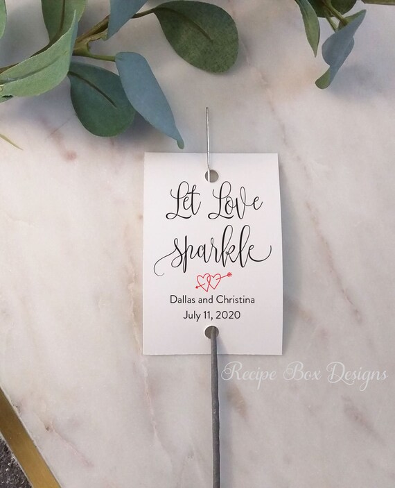 Let Love Sparkle Sparkler Send Off Tags, Wedding Sparkler Tags, Wedding Favors Let Love Sparkle, Wedding Favor Tags Personalized