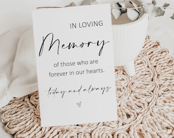 In Loving Memory Sign: Minimalist Wedding Memorial Table (Digital Download)