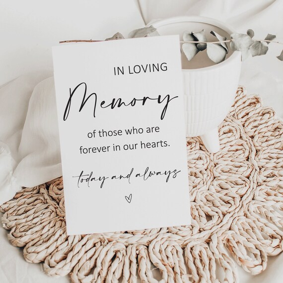In Loving Memory, Minimalist Memorial Table, Modern Wedding Signs, minimalist wedding, instant download, wedding signs, Printable Sign