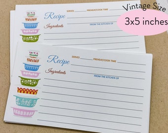 Vintage Pyrex Casserole Recipe Cards, Printed 3x5 recipe cards, Handdrawn Recipe Cards for your Kitchen vintage size boxes, Casserole 5x3