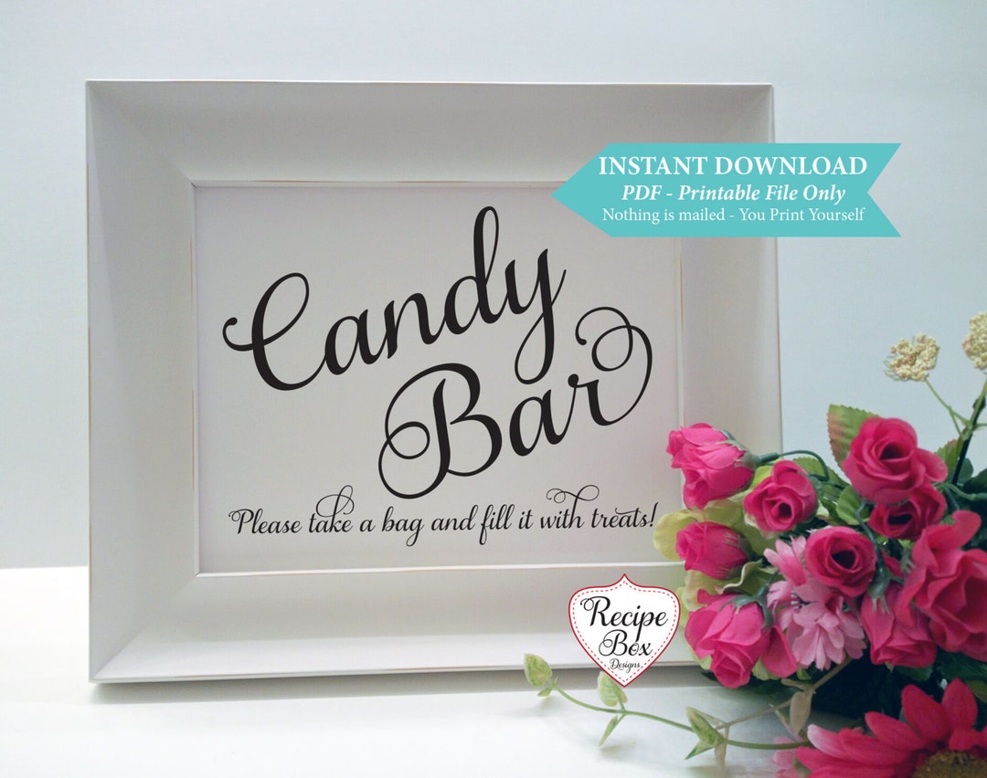 Candy Container Sign Candy Sign, Sign for Candy Display, Template Printable Wedding Sign ...