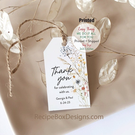 Wildflower favor tag, Wildflower thank you favor tag, Printed Wildflower Boho Shower, Bridal, Wedding, Baby Boho Shower, Floral Favor Tag