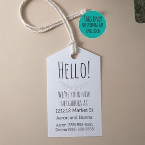 Hello New Neighbor Tag, New Neighbor Gift Tags, Welcome to the Neighbood tags, Gift Tags, New Address Tags, Meet the Neighbors Gift Tags