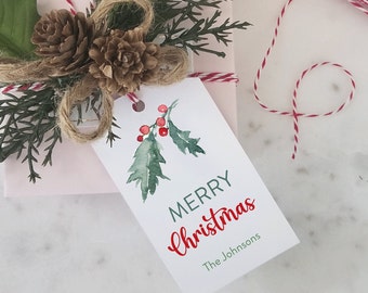 Merry Christmas Gift Tags, Personalized Christmas Tags, Holiday Gift Tag,  Favor Tag, Holiday Gift Tags, Merry Christmas Tags
