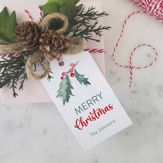 Merry Christmas Gift Tags, Personalized Christmas Tags, Holiday Gift Tag,  Favor Tag, Holiday Gift Tags, Merry Christmas Tags