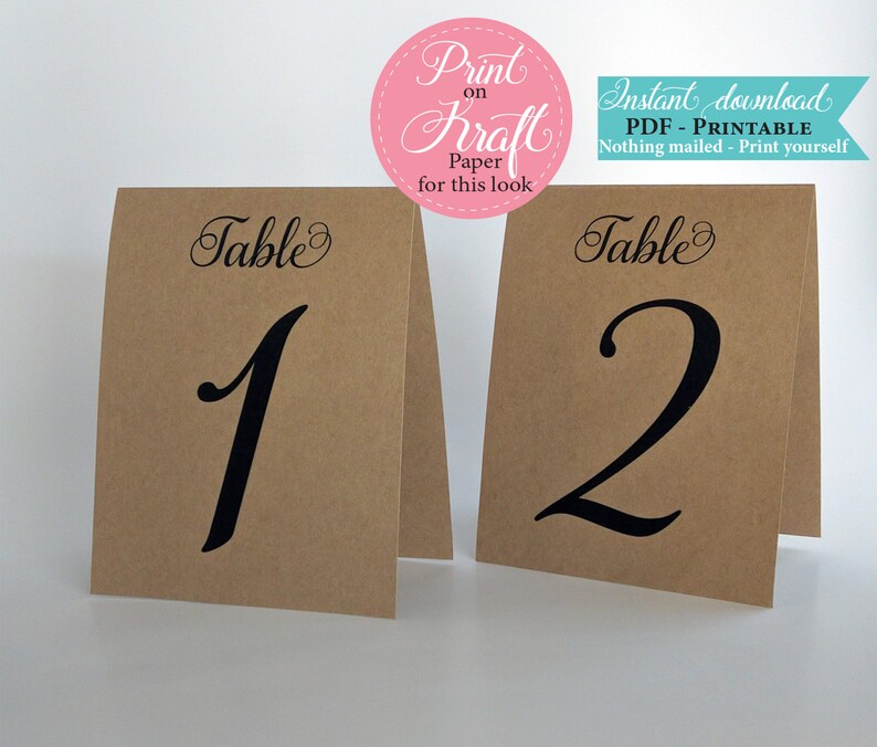 Printable Table Numbers Numbering Folded Number Print Yourself Template Decor Diy Wedding 1 40