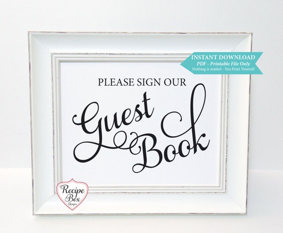 Guest Book Wedding Sign, Printable Instant Download, Printable Wedding Sign, 5x7 Please sign our guest book Instant Download Template 5x7