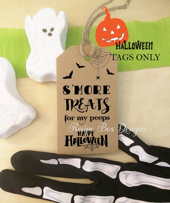 Halloween Tags Treat Topper Tags Smores Halloween Treat Tags, Halloween Smores Party Favor TAGS ONLY, no food no string no bag