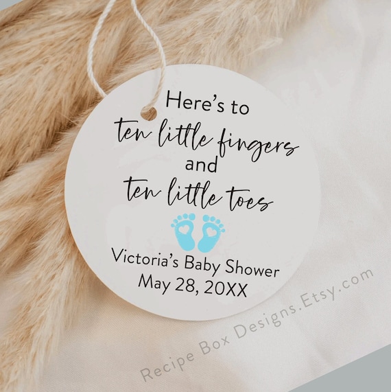 Printed Baby ShowerTags for favors, Baby Shower Tags, Ten perfect fingers, Baby Girl Boy Shower Favors, 2 inch circle tags