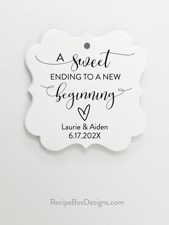 Wedding Favor Tags, A Sweet Ending to a New Beginning Tag, Bridal Shower, Favor tags, A Sweet Ending to a New Beginning Tag 2x2 inches